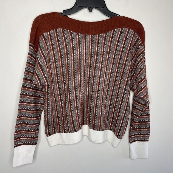SITA MURT Sweater Womens 38 US 6 Brown Mixed Stripe Pullover Cotton Wool Blend - Picture 6 of 13